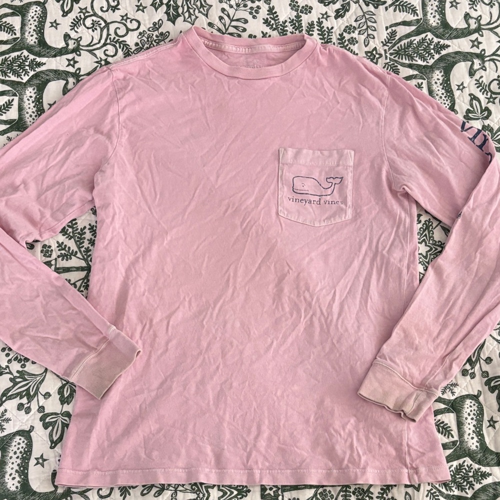 Vineyard Vines Men's Soft Pink Classic Whale Logo Long Sleeve Tee Extra Small XS